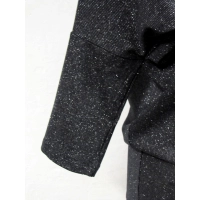 Tunika Aline kimono z dekoltem w serek - czarna błyszcząca brokatem